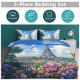 thumbnail image 5 of 3 Pcs Soft Bedding Set, Includes 1 Duvet Cover with Zipper And 2 Pillow,Shams Eiffel Tower Queen(90"×90"), 5 of 8