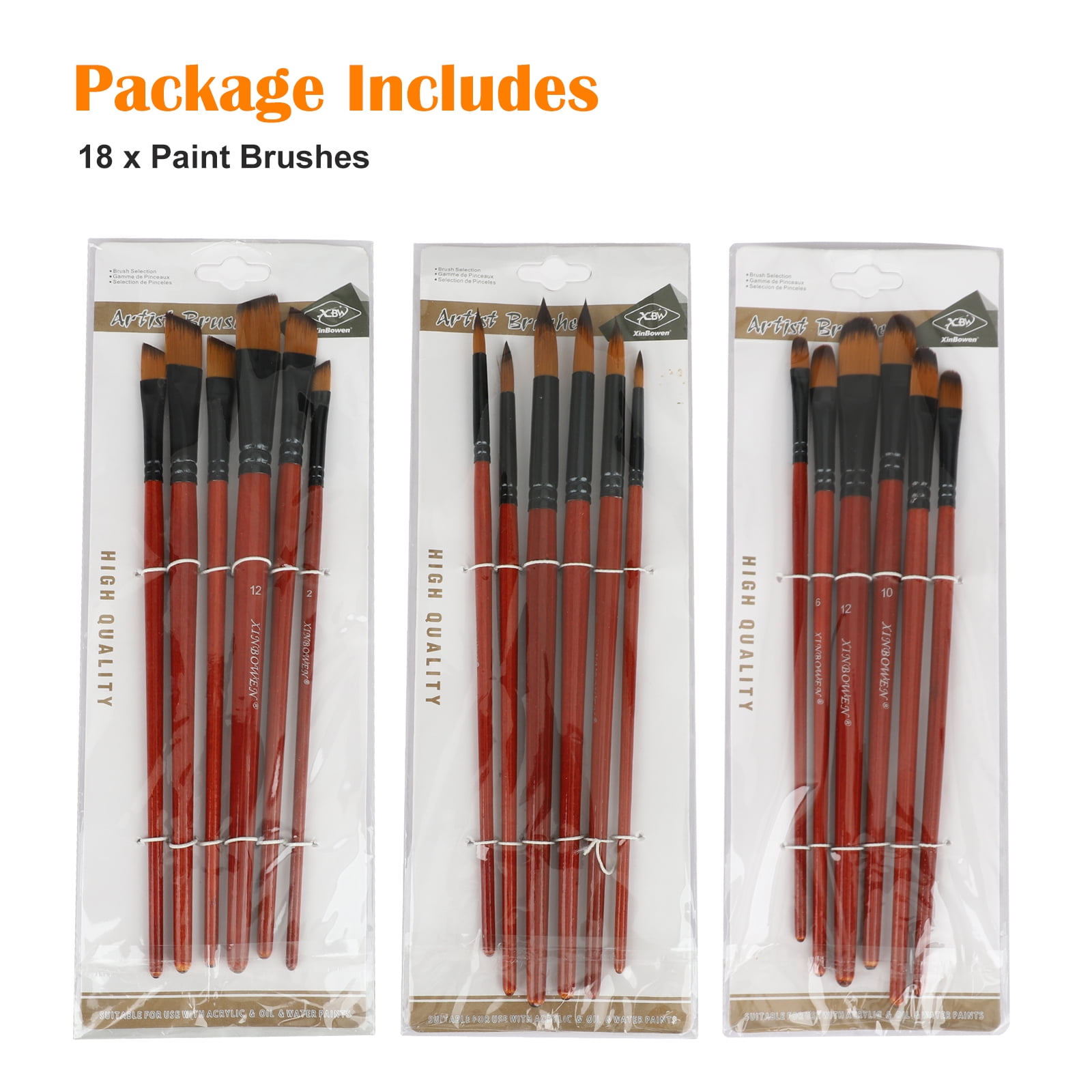 1Set Winsor Newton Acrylic / Oil Painting Brushes High Elastic Nylon Long  Rod Art Painting Brush Set