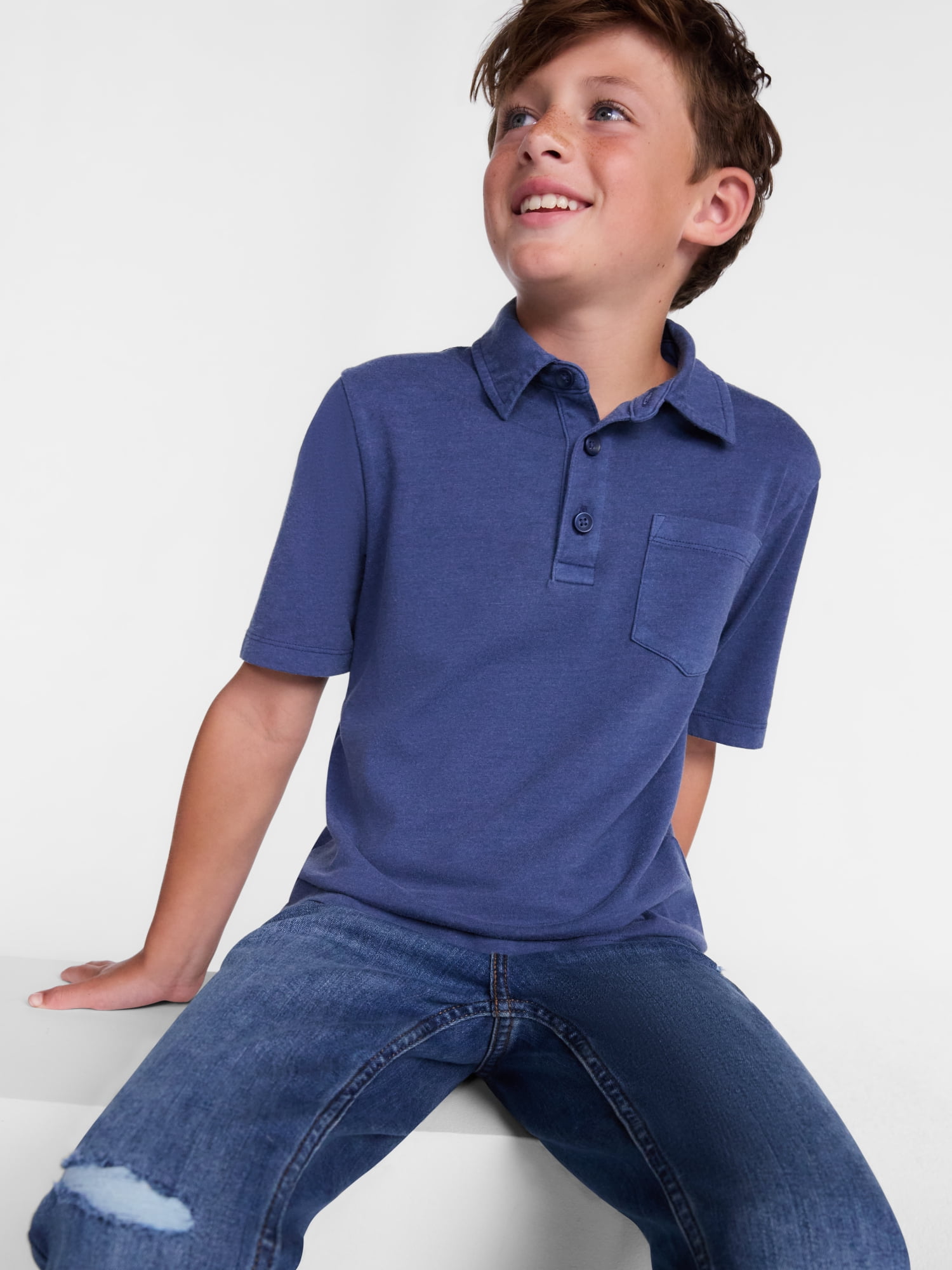 Wonder Nation Boys' Garment Dye Polo Shirt, Sizes XS-XXL