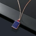 thumbnail image 4 of Gem Stone King 18K Rose Gold Plated Silver Blue Lapis and Red Created Ruby Pendant Necklace for Women (14.25 Cttw, Emerald Cut 18X13MM, With 18 inch Silver Chain), 4 of 4