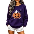 thumbnail image 2 of TKLPEHG Halloween Sweatshirts for Women 2026 Fashion Funny Ghost Jack O Lantern Pumpkin Graphic Sweatshirt Long Sleeve Crewneck Pullover (Purple,XL), 2 of 6