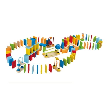 Hape Wooden Toddler Domino Ball Set, 107 Colorful Pieces