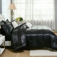 thumbnail image 4 of Satin Comforter Set Silk Like Silky Bedding Set 9 Pcs Pinch Pleat Design Satin King Bed in A Bag Pintuck Luxury Bedding Comforter with Sheet Set, 4 of 11
