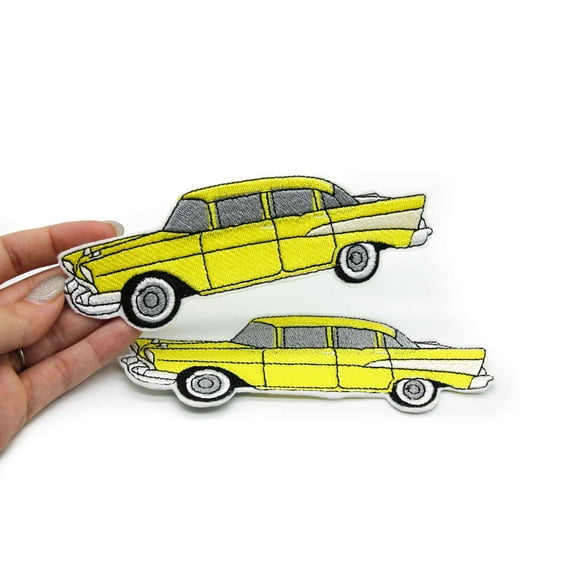 1957 Chevy Bel Air Yellow Iron On Embroidered Patch
