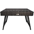 thumbnail image 1 of Foldable Outdoor Rattan End Table - Grey Patio Side Table with Steel Frame | Perfect for Poolside, Lawn & Garden | 23.6" x 16.1" Weather-Resistant Table, 1 of 7