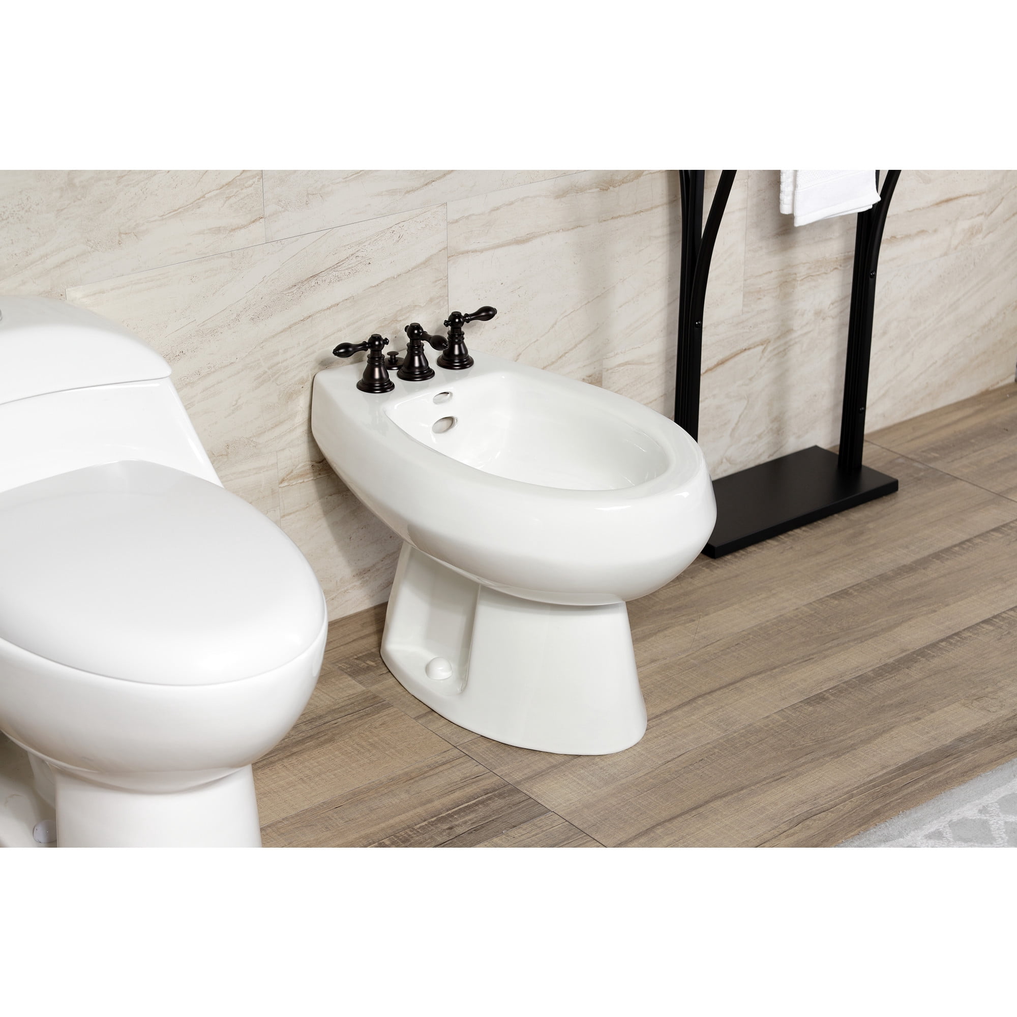 Kingston Brass KB325ACL American Classic Three-Handle Bidet Faucet with Brass Pop-Up, Oil Rubbed Bronze