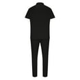 thumbnail image 4 of safuny Men's 2Pc Tracksuits Tops&Jogger Clearance Athletic Suits Short Sleeve Summer Turndown Collar Quarter Zipper Outfits Trendy Causal Running Sports Sweatsuit Black, 4 of 6