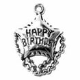 thumbnail image 1 of Sterling Silver 16" .8mm Box Chain 3D Happy Birthday Balloon Pendant Necklace Streamers, 1 of 2