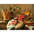 thumbnail image 2 of Circle of Frans Ykens 18x15 Gold Ornate Wood Frame and Double Matted Museum Art Print Titled - Still Life with Fruit in a Copper Vessel, Fish and Game, 2 of 4