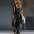 thumbnail image 5 of Summer Linen Sleeveless Jumpsuits for Women Square Neck Wide Leg Outfits Casual Pants Rompers with Pockets, 5 of 5