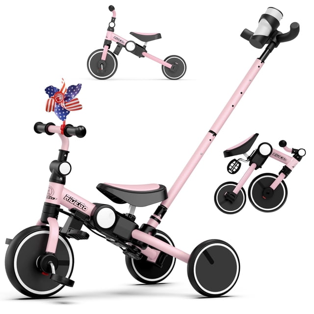 Triciclo Ridego 5 en 1 para niños pequeños de 3 a 5 años con empuñadura