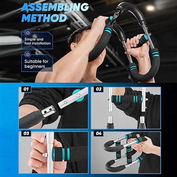 Twister Arm Trainer, Adjustable Power Twister Bar, Chest Shoulder Arm Workout Equipment, Portable Detachable Upper Body Fitness Machine for Home & Gym