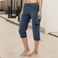 thumbnail image 2 of Huowey Women's Pants Summer Pocket Trousers Outdoor Casual Sports Cropped Pants Overalls Thin Loose Cargo Shorts, 2 of 7