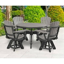 Dining Set - 5 Piece Round Patio Table & Chairs - Light Grey & Black Outdoor Furniture