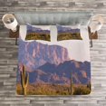 thumbnail image 3 of Ambesonne Landscape Quilted Bedspread Set 3 Pcs, Cactus Mountain in Spring, King Size, Brown Green, 3 of 3