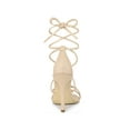 thumbnail image 2 of BLISSFUL STEP Women's Strappy Heel Lace Up Stiletto Heels Sandals Beige 6, 2 of 7