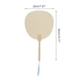 thumbnail image 2 of Unique Bargains 1 Pc Portable Double-Sided Long Handle Round Xuan Paper Folding Fan for Wedding Xuan Paper Bamboo Beige [Double-Sided Long Handle Round Apple], 2 of 5