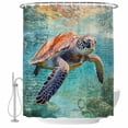 thumbnail image 2 of Sea Turtle Waterproof Fabric Shower Curtain,Coastal Nautical Ocean Summer Beach Waterproof Fabric Shower Curtain for Bathroom Curtains Bathtubs Hotel Shower Curtains with 12 Hooks Standard 72x72, 2 of 8
