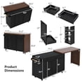 thumbnail image 3 of DTTRA 102" Rolling Kitchen Island with Extendable Table & Trash Storage, Black, 3 of 9