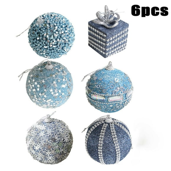 Bwiyojiz Home Decor Christmas Decorations Decoration Supplies Count 6pcs Blue Set Tree Pendant Holiday Decorative Accessories, Gifts for Her, Blue