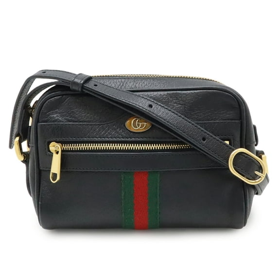 Pre-Owned GUCCI Ophidia Sherry Line Pochette Mini Shoulder Bag in Leather, Black,... (Good)