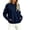 Dark Blue, variant on yillto Womens Fleece Sweatshirts Fuzzy Sherpa Long Sleeve Warm Soft Tops Crewneck Pullover Clothes