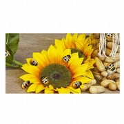 YOLOKE 100-Pack Wooden Bee Trinkets with Adhesive Backing, Yellow Painted DIY Accessory for Kids and Parents