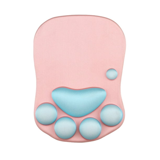 Alfombrilla para Ratón Methold Diseño de Pata de Gato Rosa Azul con Soporte para Muñeca