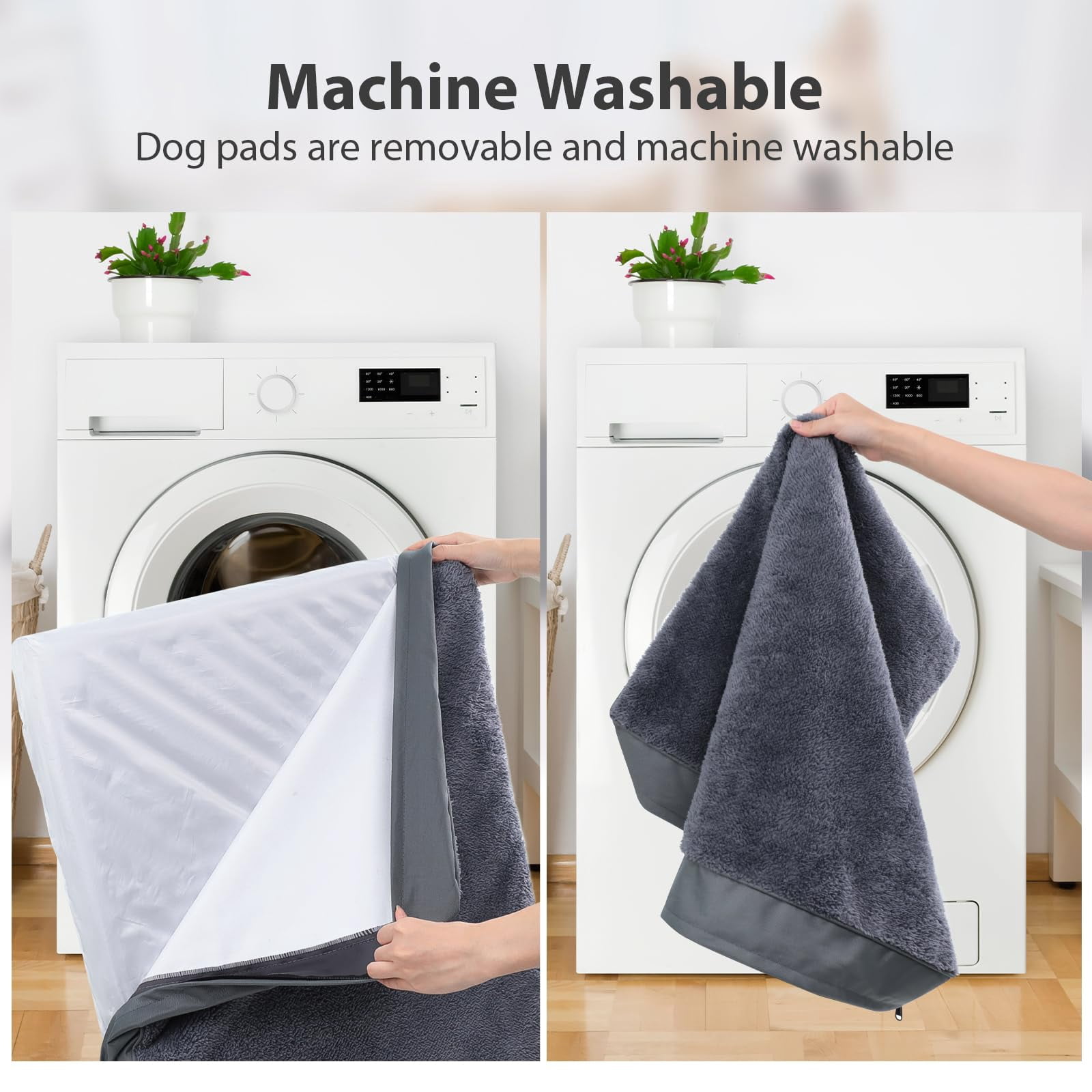 Waterproof Dog Bed Medium Size Beds For Crate With Removable Washable Cover Egg-crate Foam Pet Pad Mat Anti-slip Bottom  35x22 Inch Grey