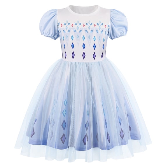 Benylion Princess Dress for Girls Tulle Dress Princess Costume Toddler Halloween Cosplay Outfits Puff Sleeve Dress Birthday Christmas Fancy Party Dress Up for 5-6 Years