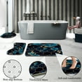thumbnail image 4 of Poedist 4Pcs Marble Bathroom Sets with Shower Curtain and Rugs, Marble Shower Curtain Set with Non-Slip Rugs,Toilet Lid Cover,Bath Mat and 12 Hooks,71 x 71 Inch, SKY Blue Honeycomb Marble, 4 of 7
