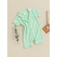 thumbnail image 3 of Suealasg Baby Boys Girls Summer One Piece Jumpsuits Clothes 3M 6M 12M 18M Infant Short Sleeve Lapel Collar Buttons Romper Newborn Bodysuit Pajamas, 3 of 8