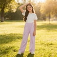 thumbnail image 5 of NAISIBABY Girls Cargo Pants, Lightweight Straight Leg Elastic Waist Kids Casual Trendy Hiking Outdoor Pants Purple Size 16, 5 of 5