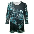 thumbnail image 3 of Women'S Tops Oversize Spring 3/4 Sleeve Tee Women Vintage Work Thin Top Teen Girls, 3 of 4