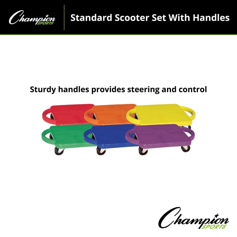 Champion Sports Scooter Board with Handles, Set of 6 - Multi