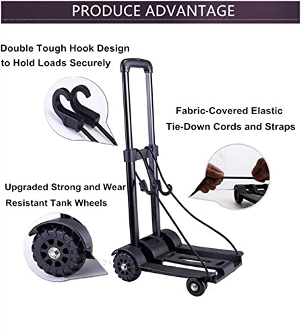 2 Wheels Solid Construction,Adjustable and Lightweight for Luggage Folding Hand Truck and Dolly,155 lbs Heavy Portable Trolley Compact Utility Cart Moving and Office Use BY07 Travel Personal 