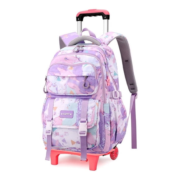 Rolling Backpack with Wheels for Your Daughter Water Daypack Bag Pack Bookbag Schoolbag Trolley Daypack 2/6Wheel Purple Pink