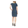 thumbnail image 2 of MICHAEL MICHAEL KORS Womens Blue Unlined Pullover O-ring Detail Printed Short Sleeve Asymmetrical Neckline Short Party Sheath Dress S, 2 of 2