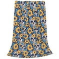 Zufioo Skull daisy yellow blue Fleece Blanket Queen Size,Plush Bed