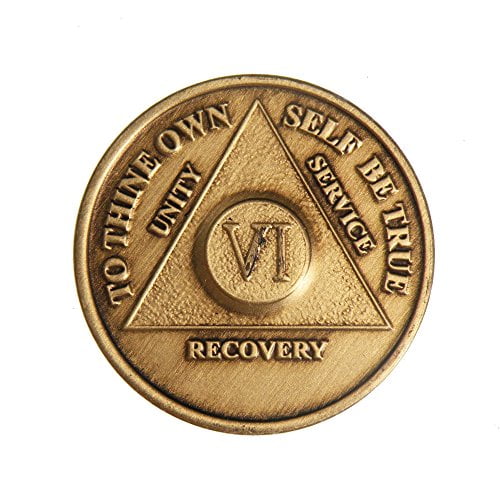 Chip Sober Coin Anniversary Sobriety Medallion Birthday Alcoholics Anonymous 4 Year Bronze AA Recovery