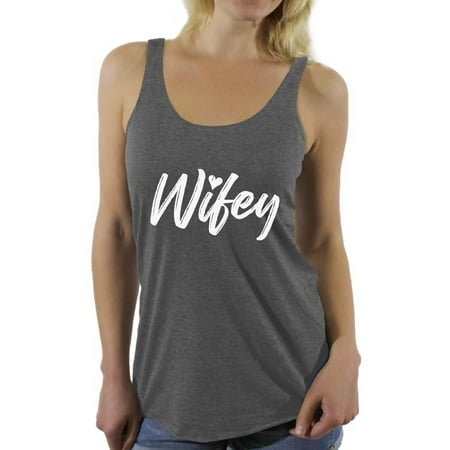 Awkward Styles Wifey Racerback Tank Top Women's Wife Sleeveless Shirt Valentine's Day Tops Wifey Sleeveless T-Shirt Cute Workout Tops for Women Honeymoon Outfit for Women Cute New Wife (Best Honeymoon Gift For Wife)