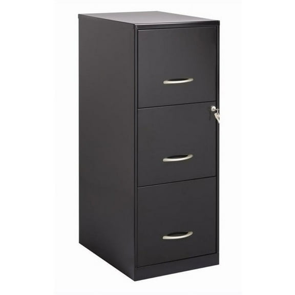 Bowery Hill Traditional 3 Drawer Metal Letter File Cabinet in Black