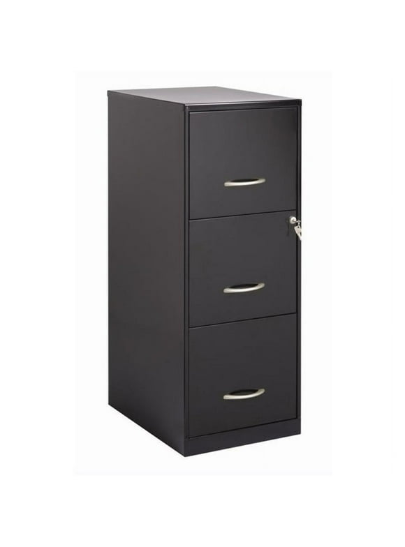 Bowery Hill Traditional 3 Drawer Metal Letter File Cabinet in Black
