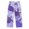 thumbnail image 5 of Beach Pants for Men Sea Turtle Print Loose Fit Elastic Waist Wide Straight Leg Cotton Linen Casual Pants with Pockets, 5 of 5