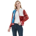 thumbnail image 5 of Womens Sequin Long Sleeve Front Zip Jacket with Ribbed Cuffs, 5 of 6