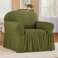 thumbnail image 2 of Collections Etc Fashionable Textured Square Stretch Slipcover with Ruffled Skirt - Protects From Spills, Stains, Pets Hairs, Wear & Tear - Home Decor, 2 of 9