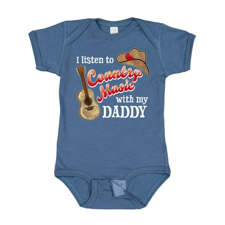 

Inktastic I Listen to Country Music with My Daddy Guitar and Hat Gift Baby Boy or Baby Girl Bodysuit