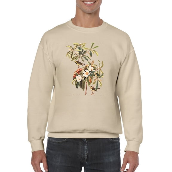 Bachman's Warbler And Flowers Sweatshirt Men -John James Audubon Designs, Male 5X-Large