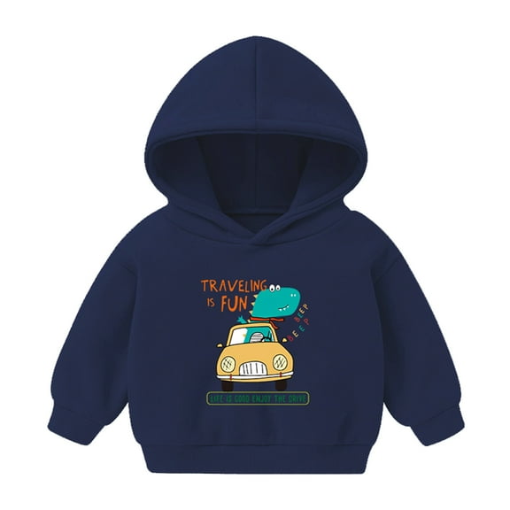 Otqutp Loose Clothes for Toddler Pullover Cartoon Girls Dinosaur Hoodie Baby Toddler Sweatshirt Tops Boys Girls Pullover Crewneck Activewear (Dark Blue,5-6 Years)