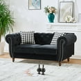 thumbnail image 2 of Sofas for Two 67"Chesterfield ‌velvet upholstery fabric Sofa with Roll Armrest & Nailhead,Upholstered Mid Century Modern Couch,2 Seater Couch for Living Room, Office, Apartment, Black,Small Couches, 2 of 12